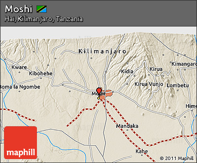 Shaded Relief 3D Map of Moshi