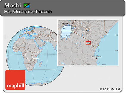 Gray Location Map of Moshi