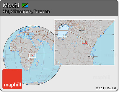 Gray Location Map of Moshi