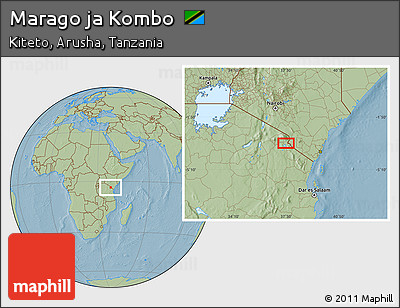 Savanna Style Location Map of Marago Ja Kombo, hill shading