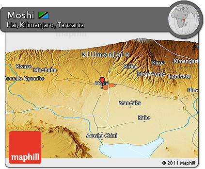 Physical Panoramic Map of Moshi