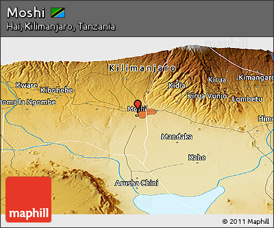 Physical Panoramic Map of Moshi