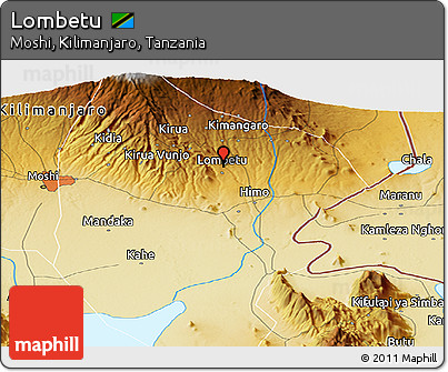 Physical Panoramic Map of Lombetu