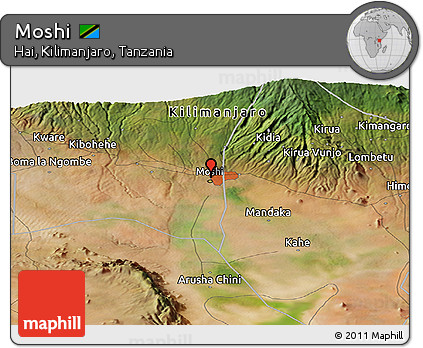 Satellite Panoramic Map of Moshi