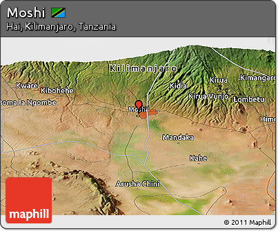 Satellite Panoramic Map of Moshi