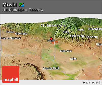 Satellite Panoramic Map of Moshi