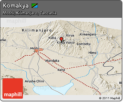 Shaded Relief Panoramic Map of Komakya