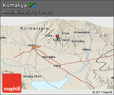 Shaded Relief Panoramic Map of Komakya