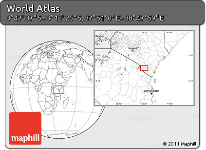 Blank Location Map of the Area around 3° 30' 2" S, 38° 19' 30" E