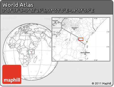 Blank Location Map of the Area around 3° 30' 2" S, 38° 19' 30" E