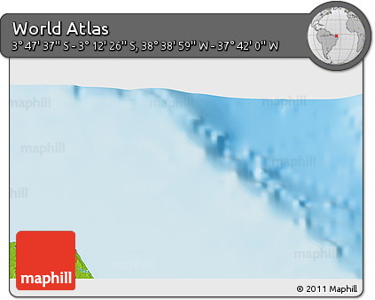 Physical 3D Map of the Area around 3° 30' 2" S, 38° 10' 29" W