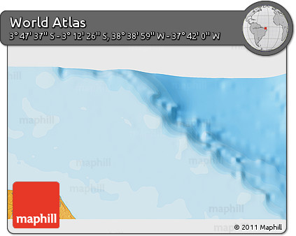 Political 3D Map of the Area around 3° 30' 2" S, 38° 10' 29" W