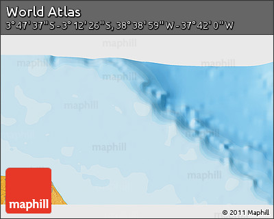 Political 3D Map of the Area around 3° 30' 2" S, 38° 10' 29" W