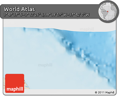 Shaded Relief 3D Map of the Area around 3° 30' 2" S, 38° 10' 29" W