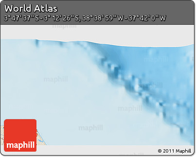 Shaded Relief 3D Map of the Area around 3° 30' 2" S, 38° 10' 29" W