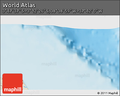 Shaded Relief 3D Map of the Area around 3° 30' 2" S, 38° 10' 29" W