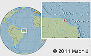 Savanna Style Location Map of the area around 3° 30' 2" S, 38° 10' 29" W, hill shading