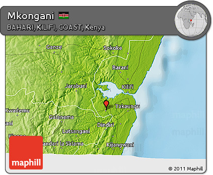 Physical 3D Map of Mkongani