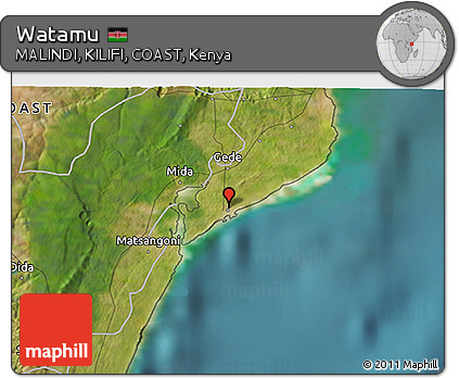 Satellite 3D Map of Watamu