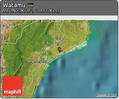 Satellite 3D Map of Watamu