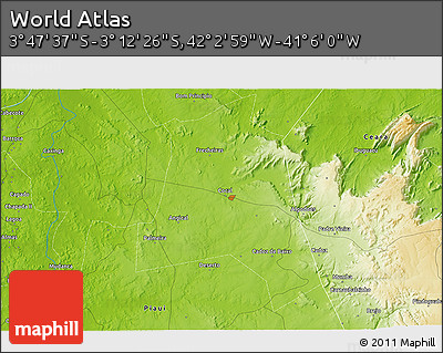 Physical 3D Map of the Area around 3° 30' 2" S, 41° 34' 30" W
