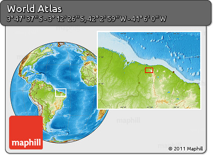 Physical Location Map of the Area around 3° 30' 2" S, 41° 34' 30" W