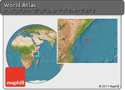 Satellite Location Map of the Area around 3° 30' 2" S, 42° 34' 30" E