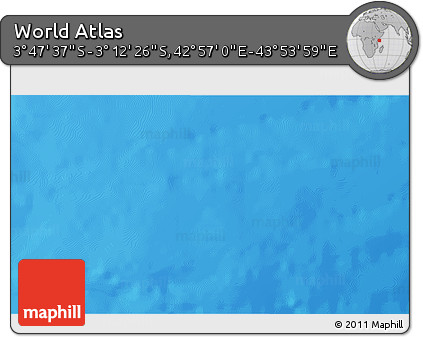 Shaded Relief 3D Map of the Area around 3° 30' 2" S, 43° 25' 29" E