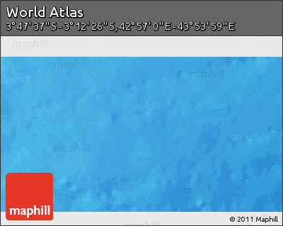 Shaded Relief 3D Map of the Area around 3° 30' 2" S, 43° 25' 29" E