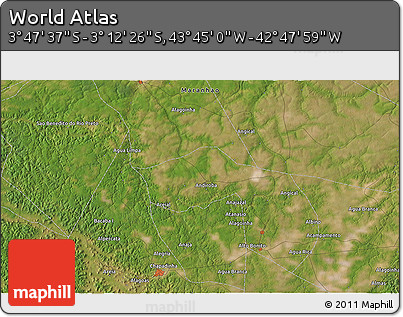 Satellite 3D Map of the Area around 3° 30' 2" S, 43° 16' 29" W