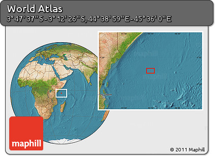 Satellite Location Map of the Area around 3° 30' 2" S, 45° 7' 30" E