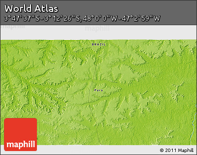 Physical 3D Map of the Area around 3° 30' 2" S, 47° 31' 29" W