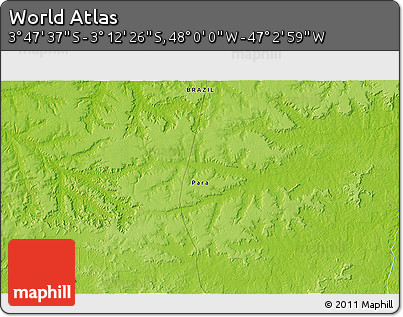 Physical 3D Map of the Area around 3° 30' 2" S, 47° 31' 29" W