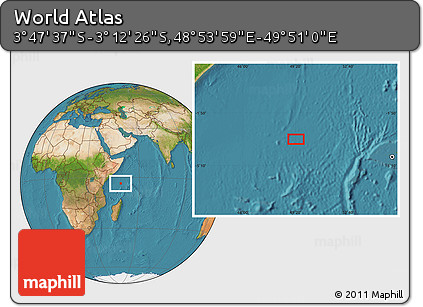 Satellite Location Map of the Area around 3° 30' 2" S, 49° 22' 30" E