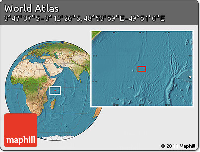 Satellite Location Map of the Area around 3° 30' 2" S, 49° 22' 30" E