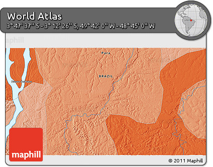 Political 3D Map of the Area around 3° 30' 2" S, 49° 13' 30" W