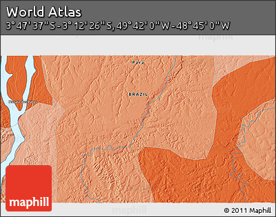 Political 3D Map of the Area around 3° 30' 2" S, 49° 13' 30" W