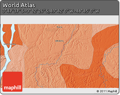Political 3D Map of the Area around 3° 30' 2" S, 49° 13' 30" W