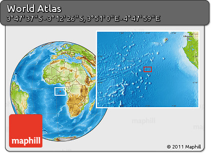 Physical Location Map of the Area around 3° 30' 2" S, 4° 19' 30" E