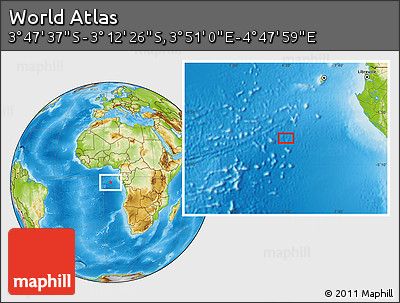 Physical Location Map of the Area around 3° 30' 2" S, 4° 19' 30" E