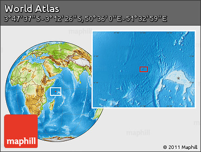 Physical Location Map of the Area around 3° 30' 2" S, 51° 4' 30" E