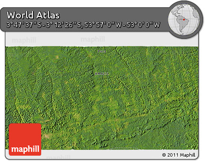 Satellite 3D Map of the Area around 3° 30' 2" S, 53° 28' 30" W