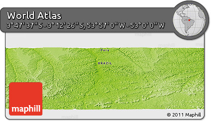 Physical Panoramic Map of the Area around 3° 30' 2" S, 53° 28' 30" W