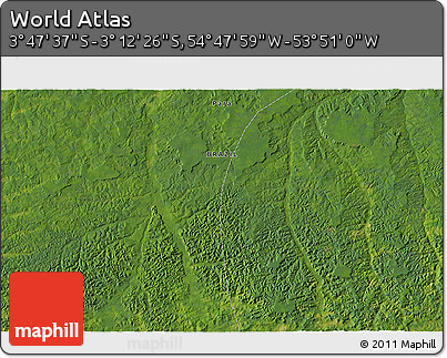 Satellite 3D Map of the Area around 3° 30' 2" S, 54° 19' 30" W