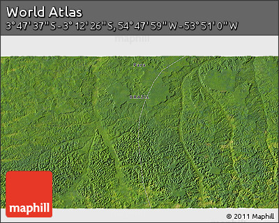 Satellite 3D Map of the Area around 3° 30' 2" S, 54° 19' 30" W