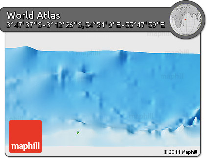 Physical 3D Map of the Area around 3° 30' 2" S, 55° 19' 30" E