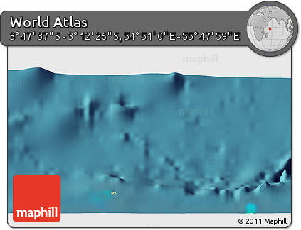 Satellite 3D Map of the Area around 3° 30' 2" S, 55° 19' 30" E