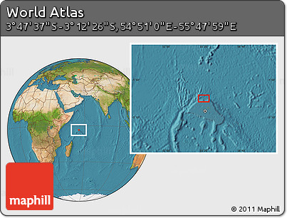 Satellite Location Map of the Area around 3° 30' 2" S, 55° 19' 30" E