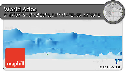 Physical Panoramic Map of the Area around 3° 30' 2" S, 55° 19' 30" E