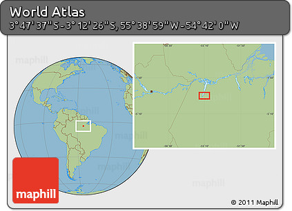 Savanna Style Location Map of the Area around 3° 30' 2" S, 55° 10' 29" W